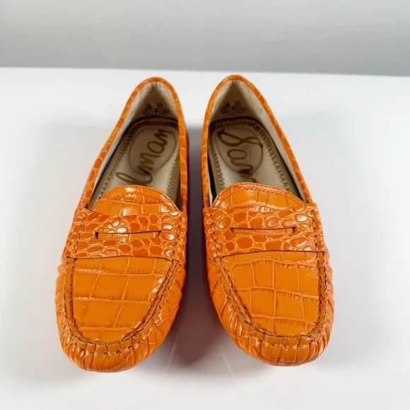 Sam Edelman Filly Leather Croc Loafers 5.5 - Picture 3 of 6